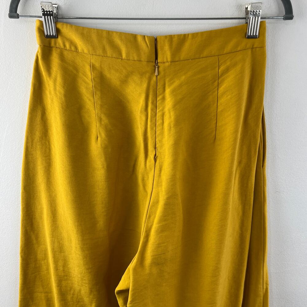 Sheike Yellow Palazzo Pants Pleated High-Rise Back Zip Casual Wide Leg Size 8 - Picture 4 of 9